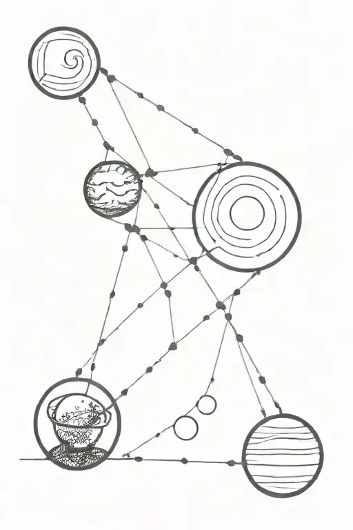 Minimalist Linear Solar System Surrounded By A Strand Of Dna