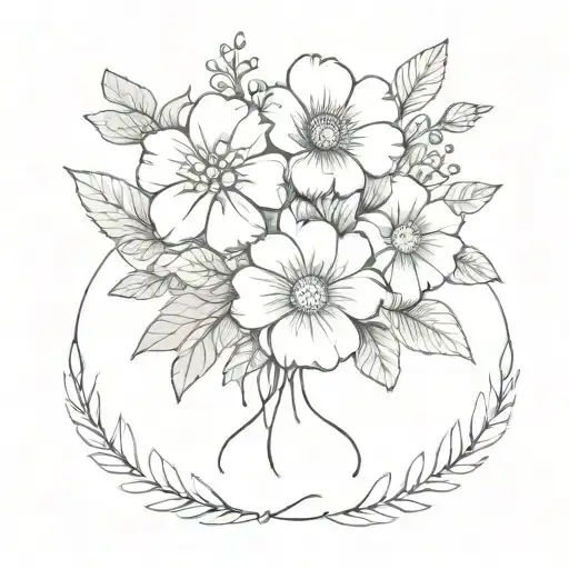 Birth Month Flower Bouquet Tied