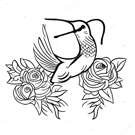 Hummingbird With Snake And Roses