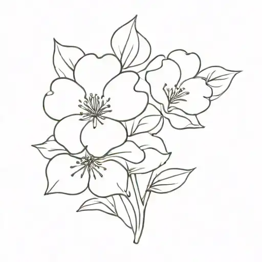 Asther And Violet Flower Line Drawing