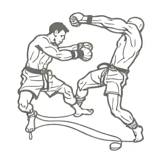 The Fight Of Two Kickboxers In The Ring