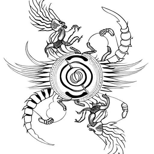 A Scorpion And Phoenix Intertwined In A Yin-yang Symbol