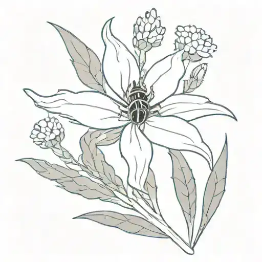 Edelweiss Flower With Stem Tarantula Intertwined
