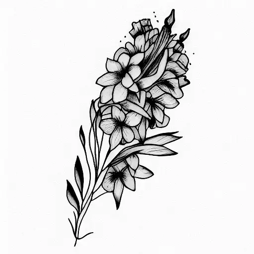 Bird Clutching Delphinium