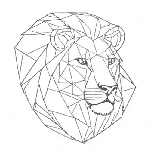 Geometric Lion With Heart Face