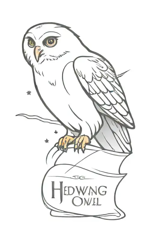 A Minimalist Portrait Of Hedwig The Owl Flying With A Hogwarts Letter In Its Beak