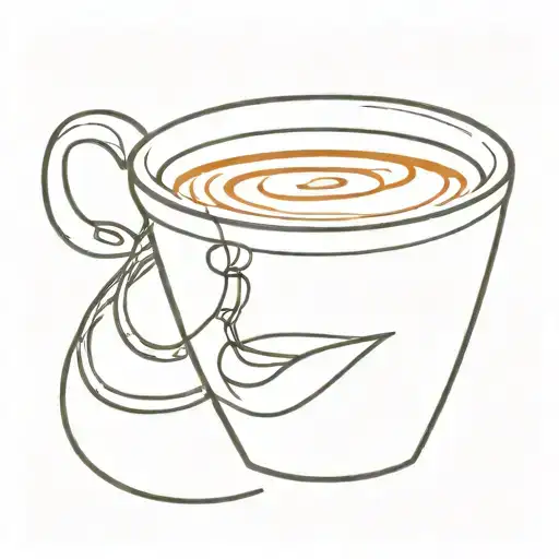 A Minimalist Tattoo Design Of A Coffee Cup With A Small Bracelet Wrapped Around It