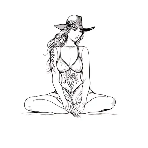 Western Art Woman Sitting