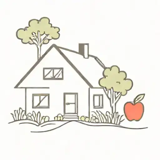 Cottage With An Apple Tree Growing