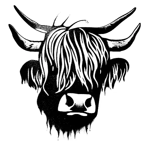 Highland Cow With Fur Over Eyes