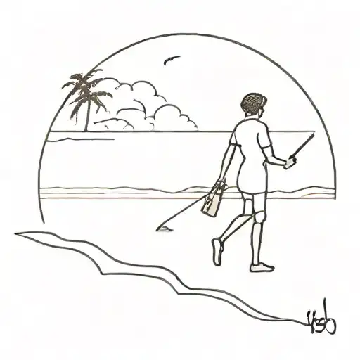 A Minimalist Silhouette Of A Teacher Walking On The Beach At Charleston Sc