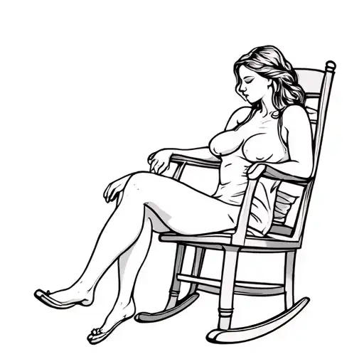 Woman Sitting Rocking Chair Western