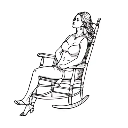 Woman Sitting Rocking Chair Western