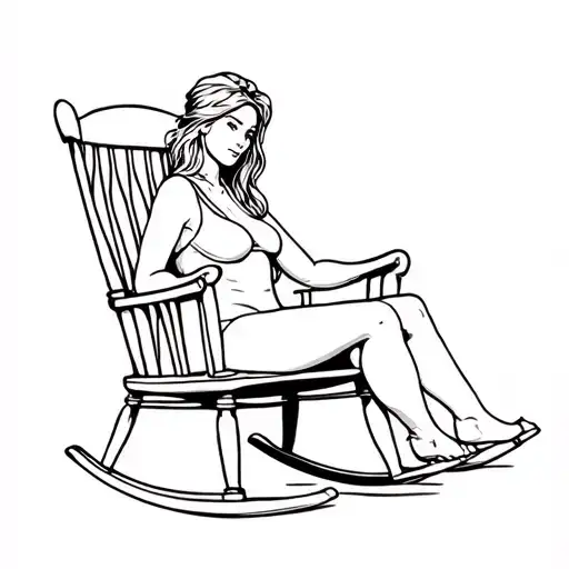 Woman Sitting Rocking Chair Western