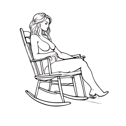 Woman Sitting Rocking Chair Western Art