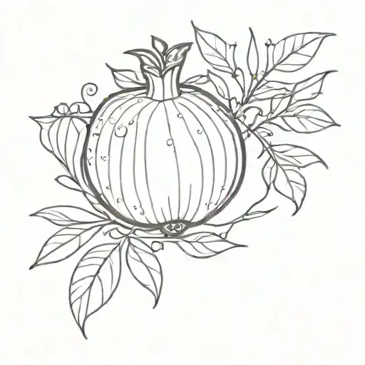 Line Drawn Simple Pomegranate
