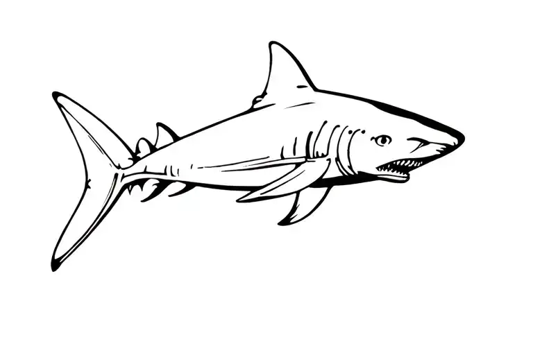 Single Line Silhouett Of A Shark Swimming