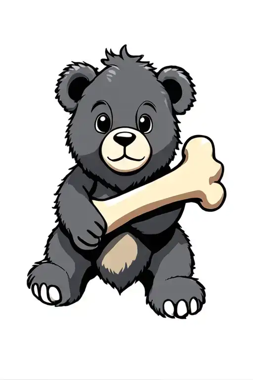 Cute Bear Holding A Tibia Bone