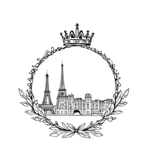 Crown Lys Fleur Paris Lyon City Skyline