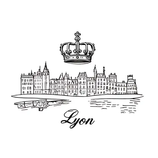 Crown With Town Of Paris And Lyon City Skyline