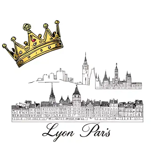 Crown With Town Of Paris And Lyon City Skyline