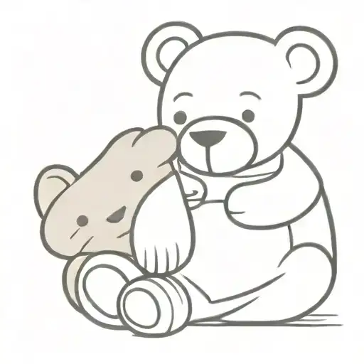 Teddy Bear Sitting With Rabbit Holding