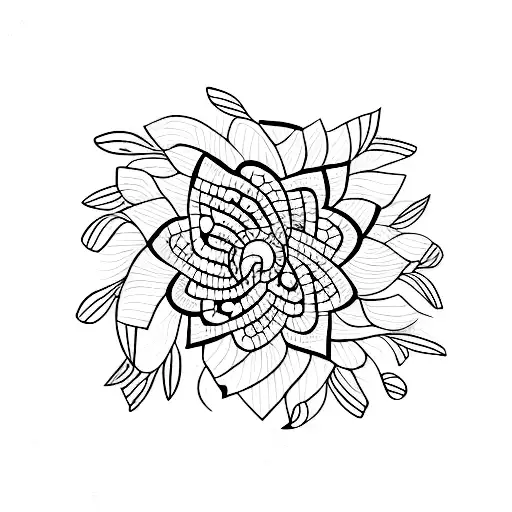 A Minimalist Tattoo Of A Coffee Cup With A Nature-inspired Pattern