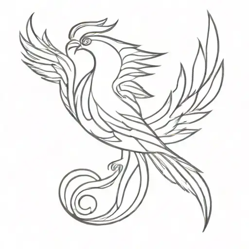 Phoenix Line Tattoo Front Shoulder