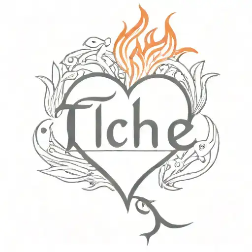 Heart On Fire With The Word Tiche