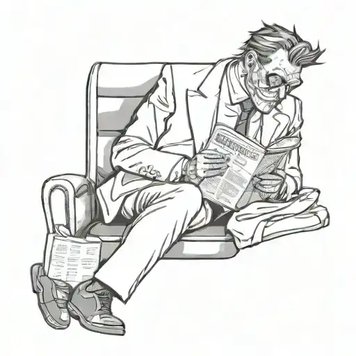 A Demon Facless Man Wearing A Suit Reading A Newspaper On The Train