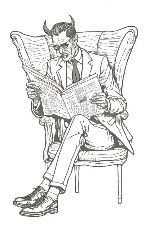 A Demon Facless Man Wearing A Suit Reading A Newspaper On The Train