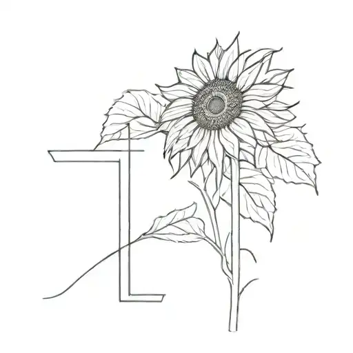 Minimalist Red Sunflower Letter L
