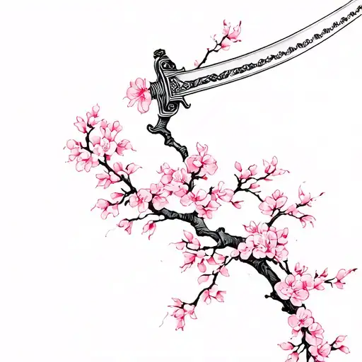 Samurai Sword Transforming Into Cherry Blossom's