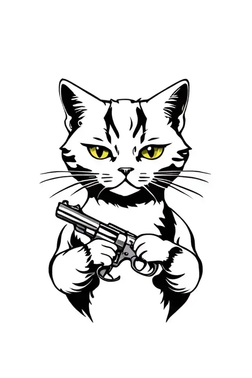Cowboy Cat With Revolver