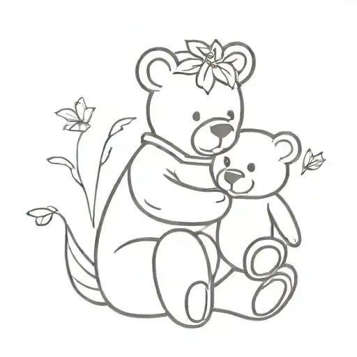Lily And Teddy Bear Sitting