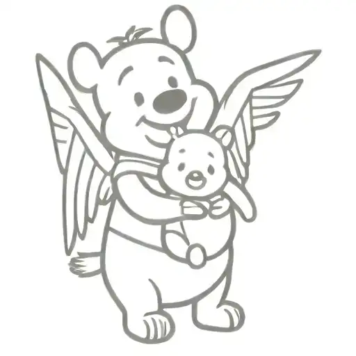 Winnie The Pooh With Angel Wings Standing Next To Piglet