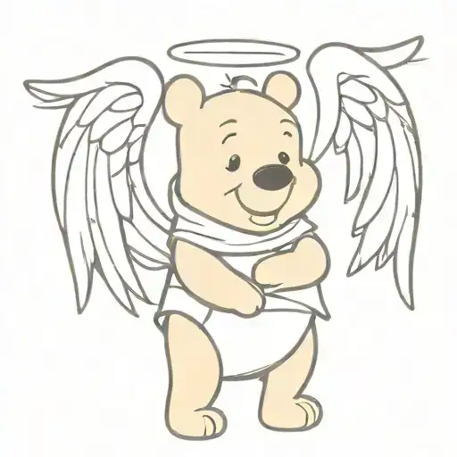 Winnie The Pooh Standing With Angel Wings Wide