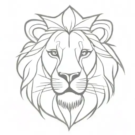 Lion Head And Heart Surrounded