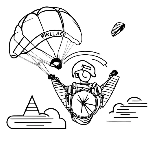 A Minimalist Tattoo Of A Paraglider And A Backpack With The Word 'Adventure'