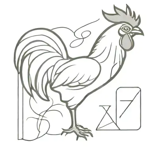 Outline Of A Rooster Using The Letters R L M Z Character