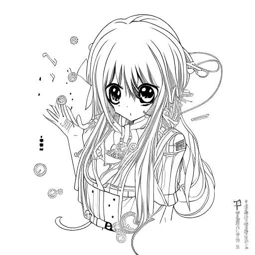 An Anime Character Surrounded By Chameleon Color Patterns In A Minimalist Style