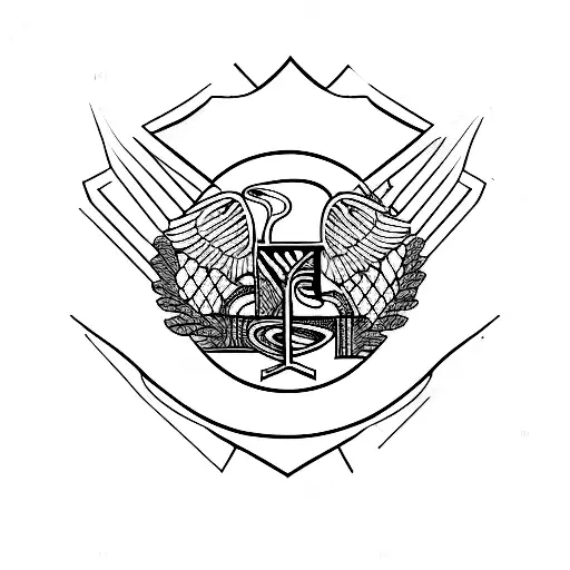 A Blackwork Tattoo Of Corinthians Stadium At Sunset