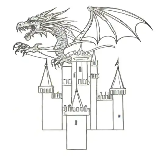 Gothic Castle With A Dragon