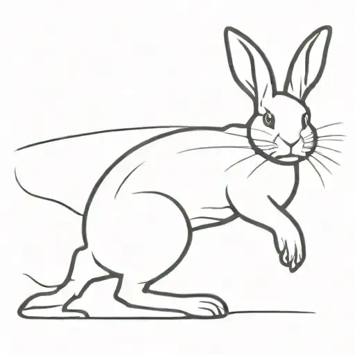 Rabbit Standing On Thin Black Line