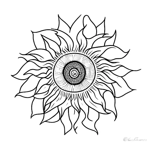 A Minimalist Tattoo Of A Bohemian-inspired Sunflower With A Musical Staff As Its Stem