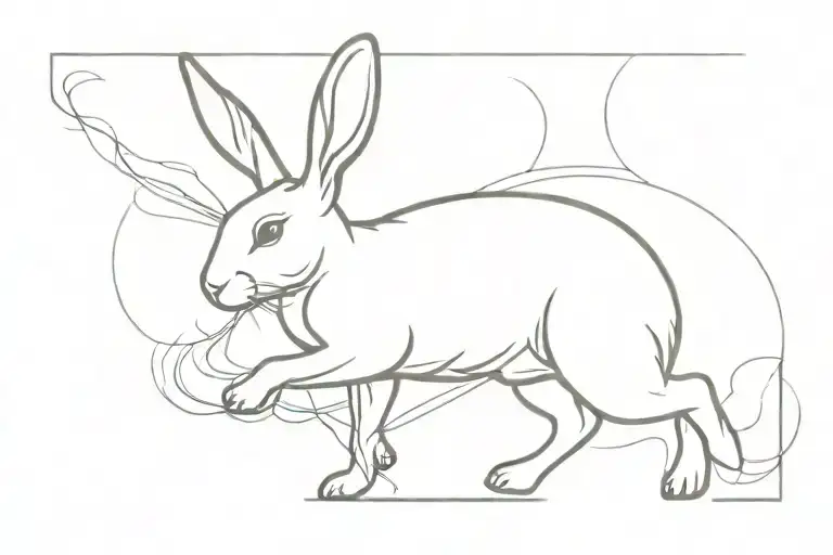 Rabbit Standing On Fine Line Smoke And Silhouette