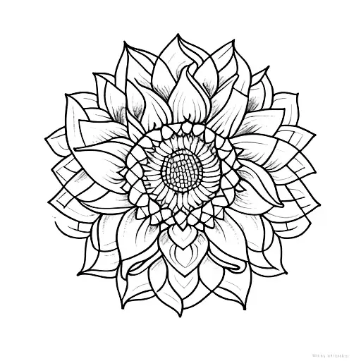 A Minimalist Tattoo Of A Bohemian-inspired Sunflower