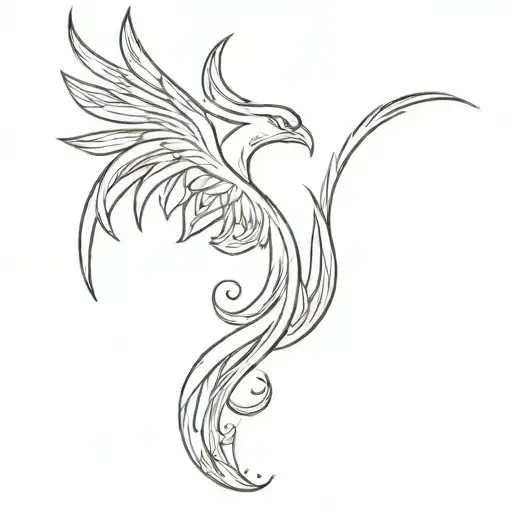 Phoenix With Two Tail Feathers
