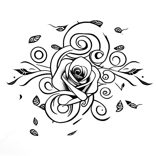 A Stylized Letter 'S' Entwined With A Vine Of Roses