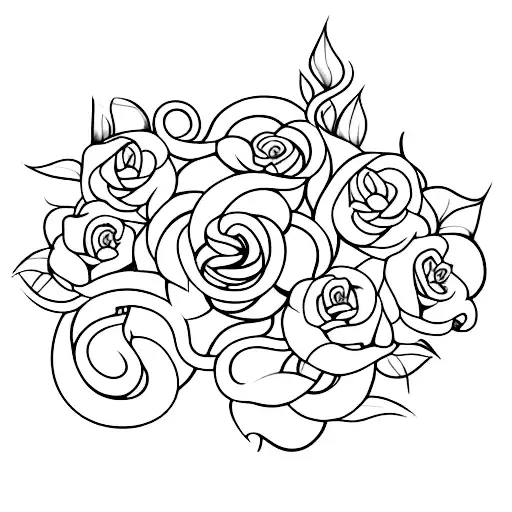 A Stylized Letter 'S' Entwined With A Vine Of Roses